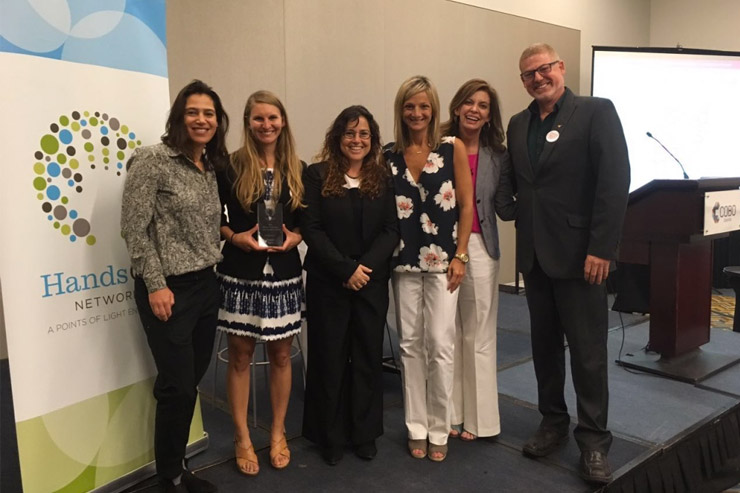 The Good Deeds Day team at the award ceremony with Points of Light’s CEO, Tracy Hoover (2nd on right), and HandsOn Network’s ‎Executive Director, Alison Doerfler.