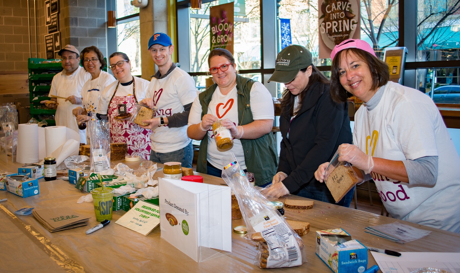 Volunteers from the Jewish Federation of Greater Washington make a meal.